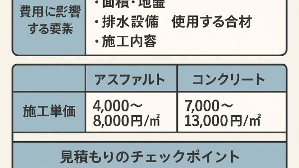 【2025年最新版】アスファルト駐車場の費用相場と失敗しない施工のポイント