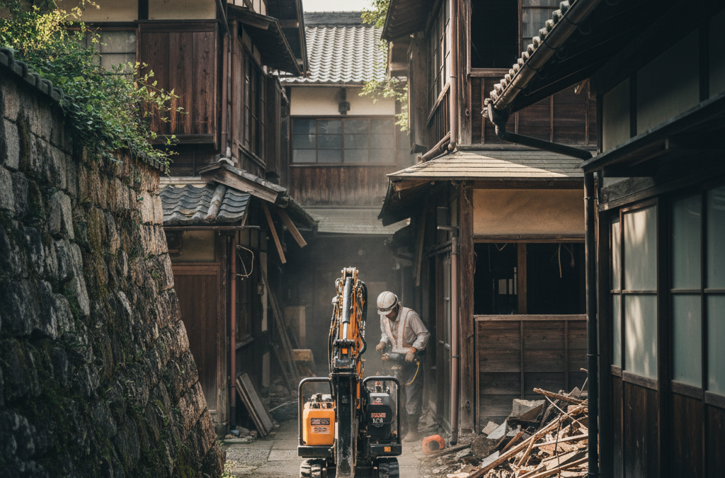 解体 重機が入らない アイキャッチ