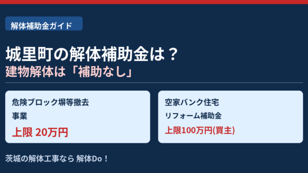 城里町の解体補助金｜ブロック塀20万円と代替制度【2026】